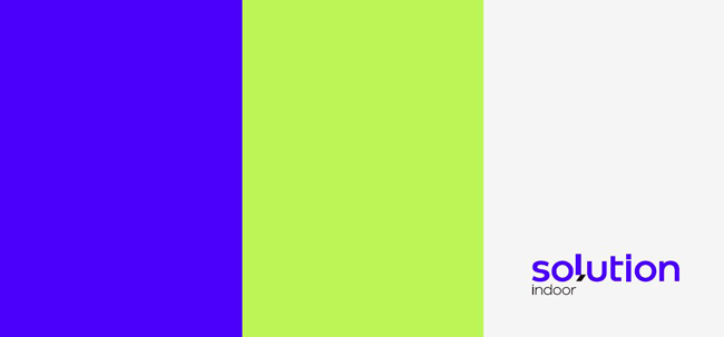 Novas cores da marca Solution Indoor, roxo, verde e branco.