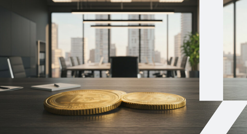 Moedas sobre mesa representando os custos de ter uma empresa.