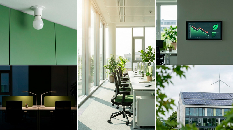 Smart office: ambiente corporativo com plantas e sustentabilidade