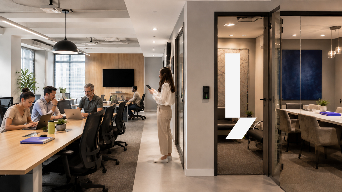 Smart office em prédio comercial, onde diversos profissionais trabalham amparados pelas facilidades e comodidades que a tecnologia oferece.